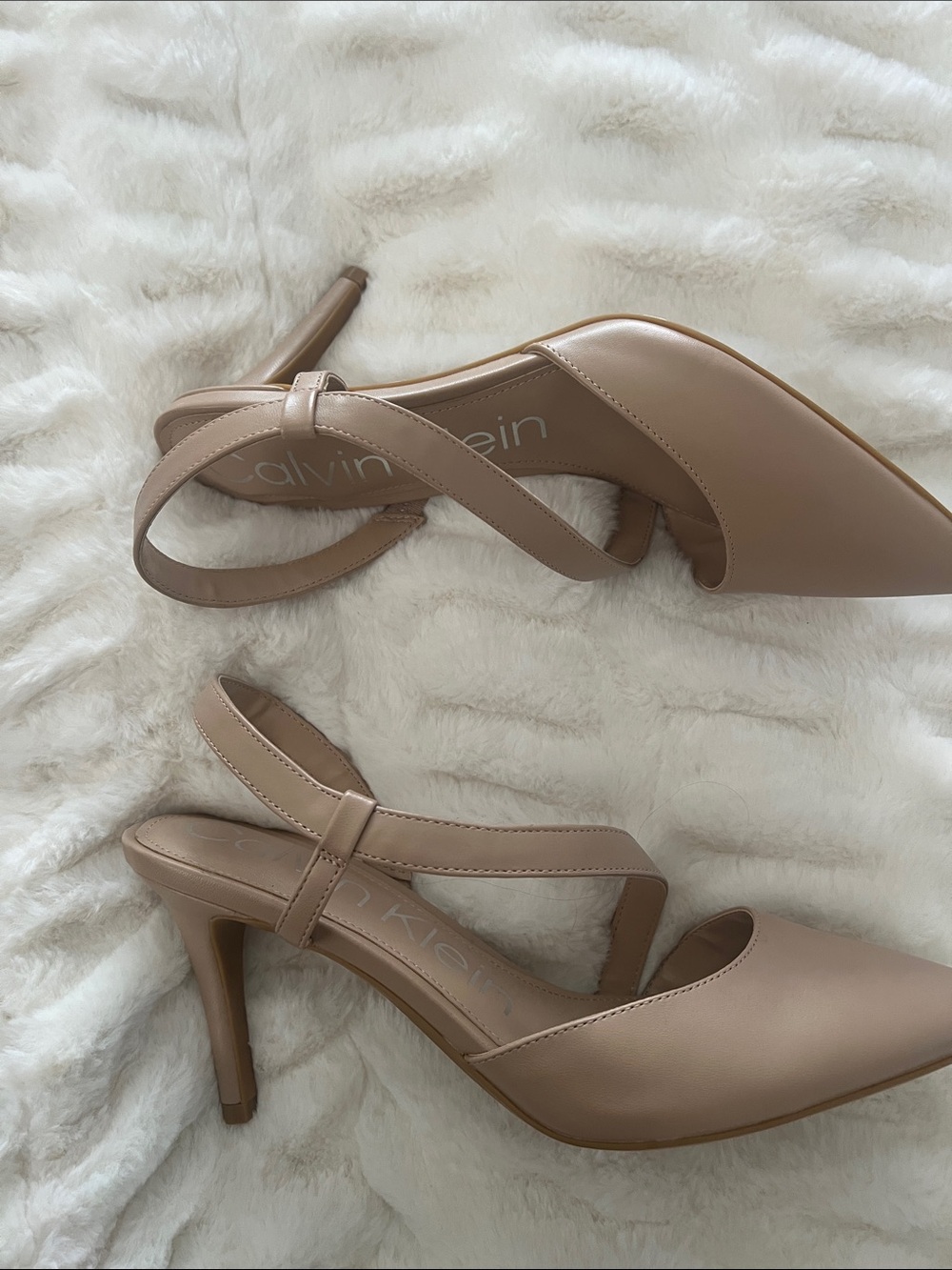 Calvin Klein Nude Pointed-Toe Slingback Heels - Picture 6 of 10